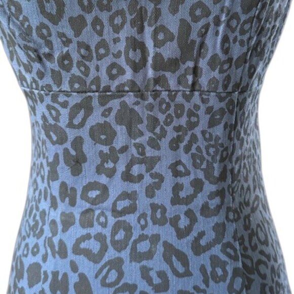 BB Dakota Women's Dress Blue Black Animal Print Bodycon Back Zipper Size 8 NWOT - Picture 6 of 12